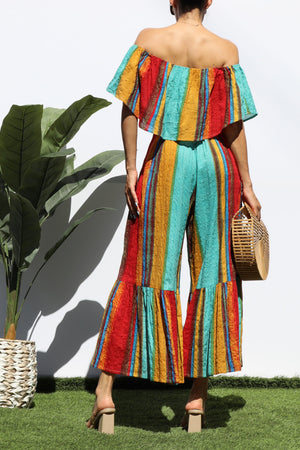 DD4550, PRINTED OFF SHOULDER JUMPSUIT