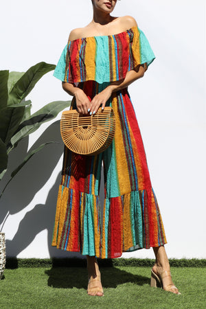 DD4550, PRINTED OFF SHOULDER JUMPSUIT