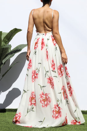 DD8354, FLORAL PRINTED LACE MAXI DRESS