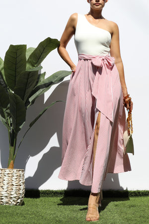 DD3149, STRIPED ONE SHOULDER MIDI DRESS