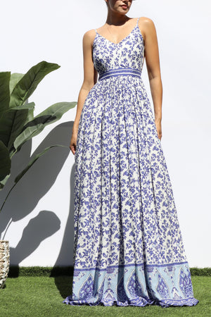 DD8360, BORDER PRINTED MAXI DRESS