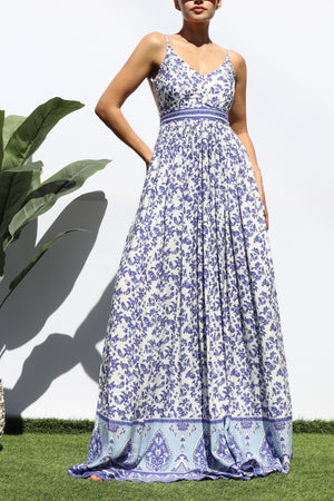 DD8360, BORDER PRINTED MAXI DRESS