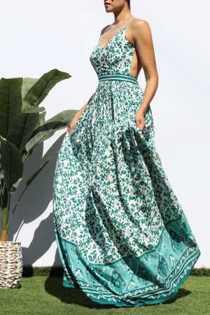 DD8360, BORDER PRINTED MAXI DRESS