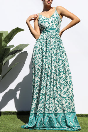 DD8360, BORDER PRINTED MAXI DRESS
