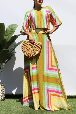 DD8267, PRINTED LOOSE FIT TOP AND SKIRT SET