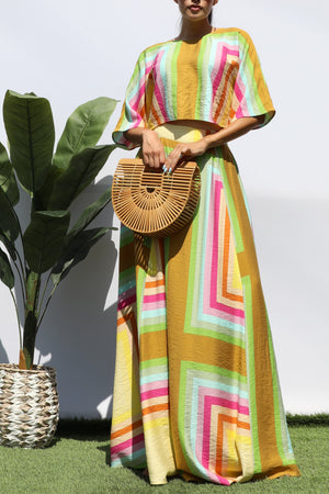 DD8267, PRINTED LOOSE FIT TOP AND SKIRT SET