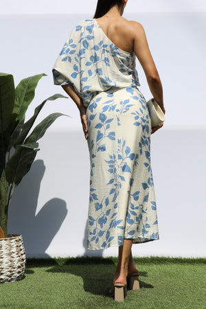DD8265, PRINTED ONE SHOULDER MIDI DRESS