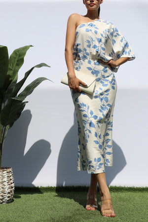 DD8265, PRINTED ONE SHOULDER MIDI DRESS