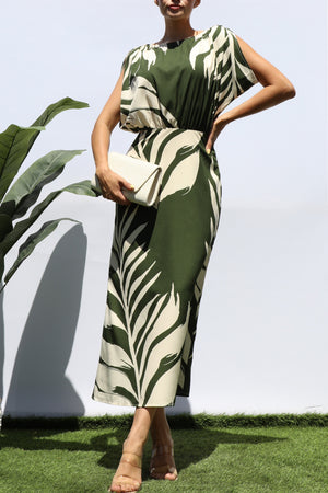 DD8193, PRINTED LOOSE FIT MIDI DRESS