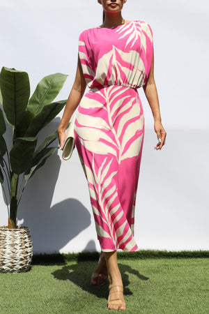 DD8193, PRINTED LOOSE FIT MIDI DRESS