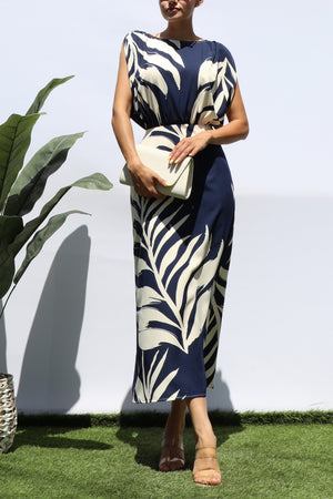 DD8193, PRINTED LOOSE FIT MIDI DRESS