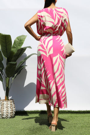 DD8193, PRINTED LOOSE FIT MIDI DRESS