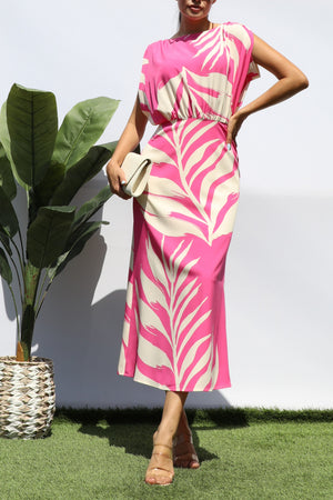 DD8193, PRINTED LOOSE FIT MIDI DRESS