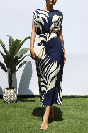 DD8193, PRINTED LOOSE FIT MIDI DRESS