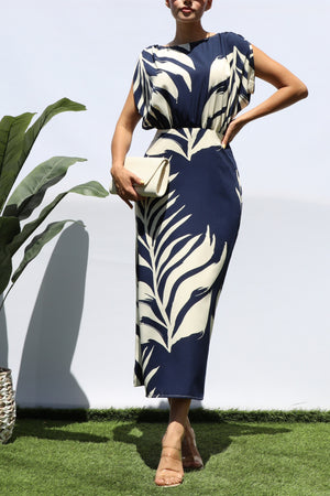 DD8193, PRINTED LOOSE FIT MIDI DRESS