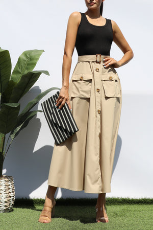 DD8271, TANK TOP POCKET MIDI DRESS