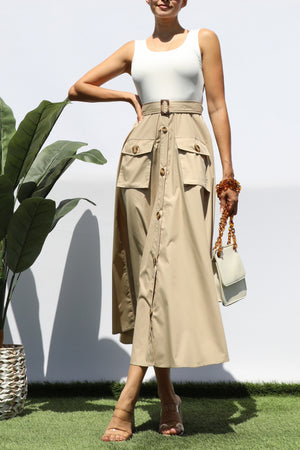 DD8271, TANK TOP POCKET MIDI DRESS