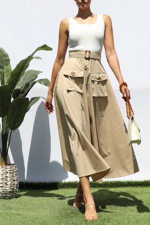 DD8271, TANK TOP POCKET MIDI DRESS