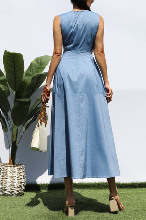 DD8260, LOOSE FIT DENIM MIDI DRESS