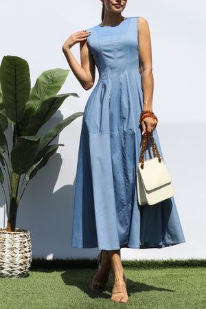 DD8260, LOOSE FIT DENIM MIDI DRESS