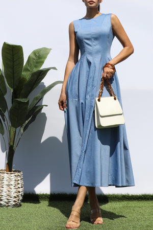 DD8260, LOOSE FIT DENIM MIDI DRESS