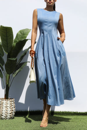 DD8260, LOOSE FIT DENIM MIDI DRESS