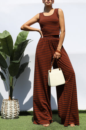 DD8233, STRIPED KNIT TOP AND PANT SET