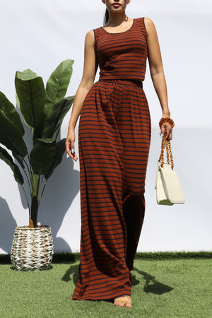 DD8233, STRIPED KNIT TOP AND PANT SET