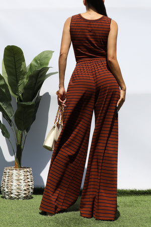 DD8233, STRIPED KNIT TOP AND PANT SET