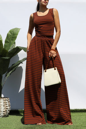 DD8233, STRIPED KNIT TOP AND PANT SET