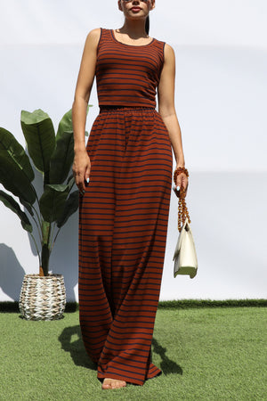 DD8233, STRIPED KNIT TOP AND PANT SET