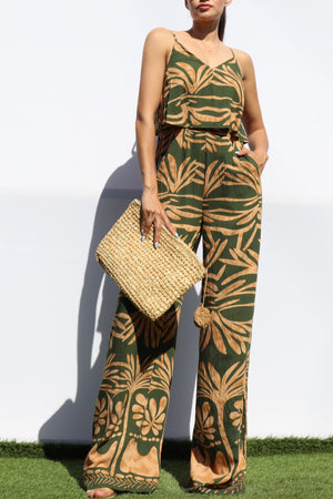 DD8228, PRINTED V NECK JUMPSUIT