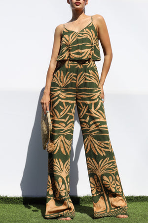 DD8228, PRINTED V NECK JUMPSUIT