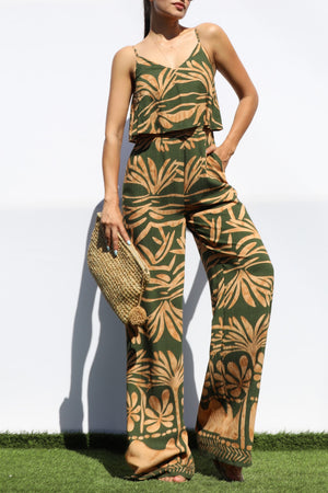 DD8228, PRINTED V NECK JUMPSUIT