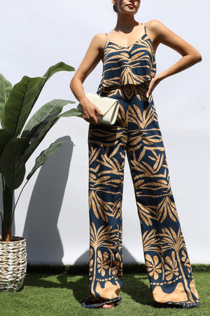 DD8228, PRINTED V NECK JUMPSUIT