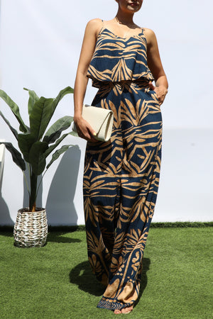 DD8228, PRINTED V NECK JUMPSUIT
