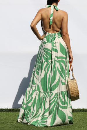 DD8229, PRINTED HALTER NECK MAXI DRESS