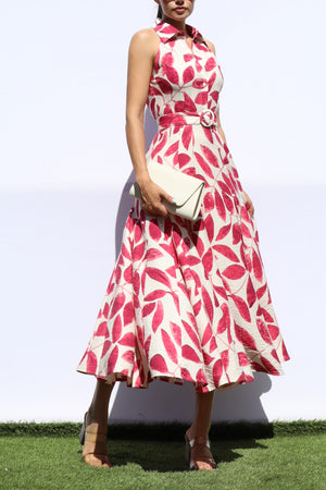 DD8227, PRINTED BUTTON DOWN SHIRT MIDI DRESS