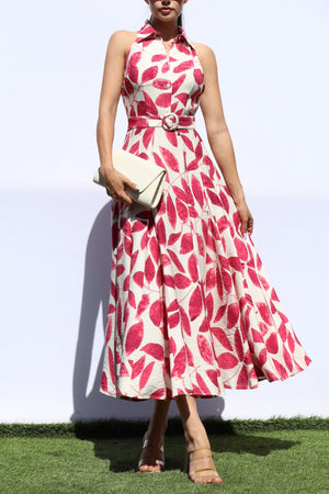 DD8227, PRINTED BUTTON DOWN SHIRT MIDI DRESS