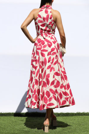 DD8227, PRINTED BUTTON DOWN SHIRT MIDI DRESS