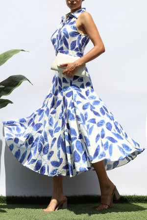 DD8227, PRINTED BUTTON DOWN SHIRT MIDI DRESS