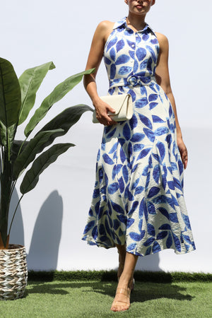 DD8227, PRINTED BUTTON DOWN SHIRT MIDI DRESS