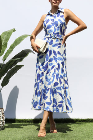 DD8227, PRINTED BUTTON DOWN SHIRT MIDI DRESS