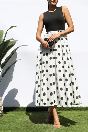 DD8208, POLKA DOT MIDI DRESS