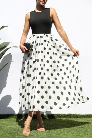 DD8208, POLKA DOT MIDI DRESS