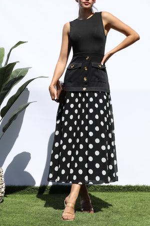 DD8220, POLKA DOT MIDI DRESS