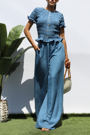 DD8197, SMOCKED TOP AND PANT SET