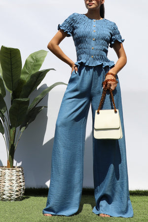 DD8197, SMOCKED TOP AND PANT SET