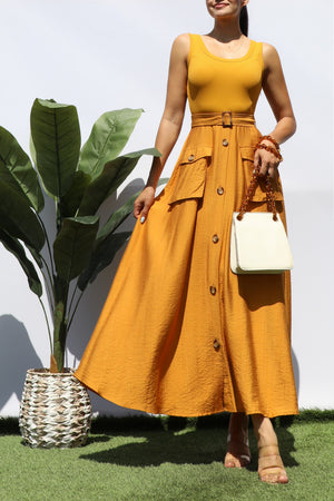 DD8272, TANK TOP POCKET MIDI DRESS