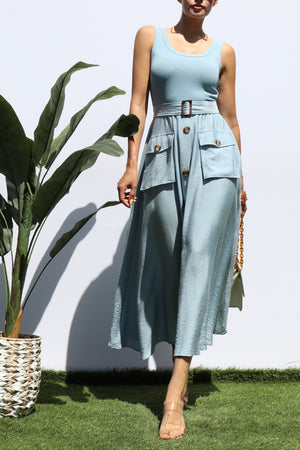 DD8272, TANK TOP POCKET MIDI DRESS